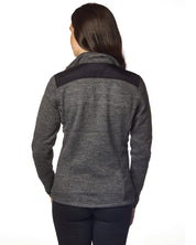Landway Women's Sweater-Knit Fleece Jacket With Nylon Trim