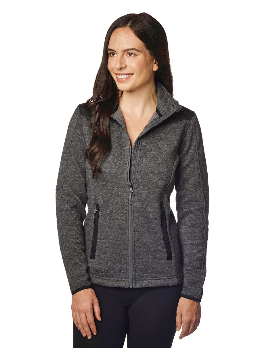 Landway Women's Sweater-Knit Fleece Jacket With Nylon Trim