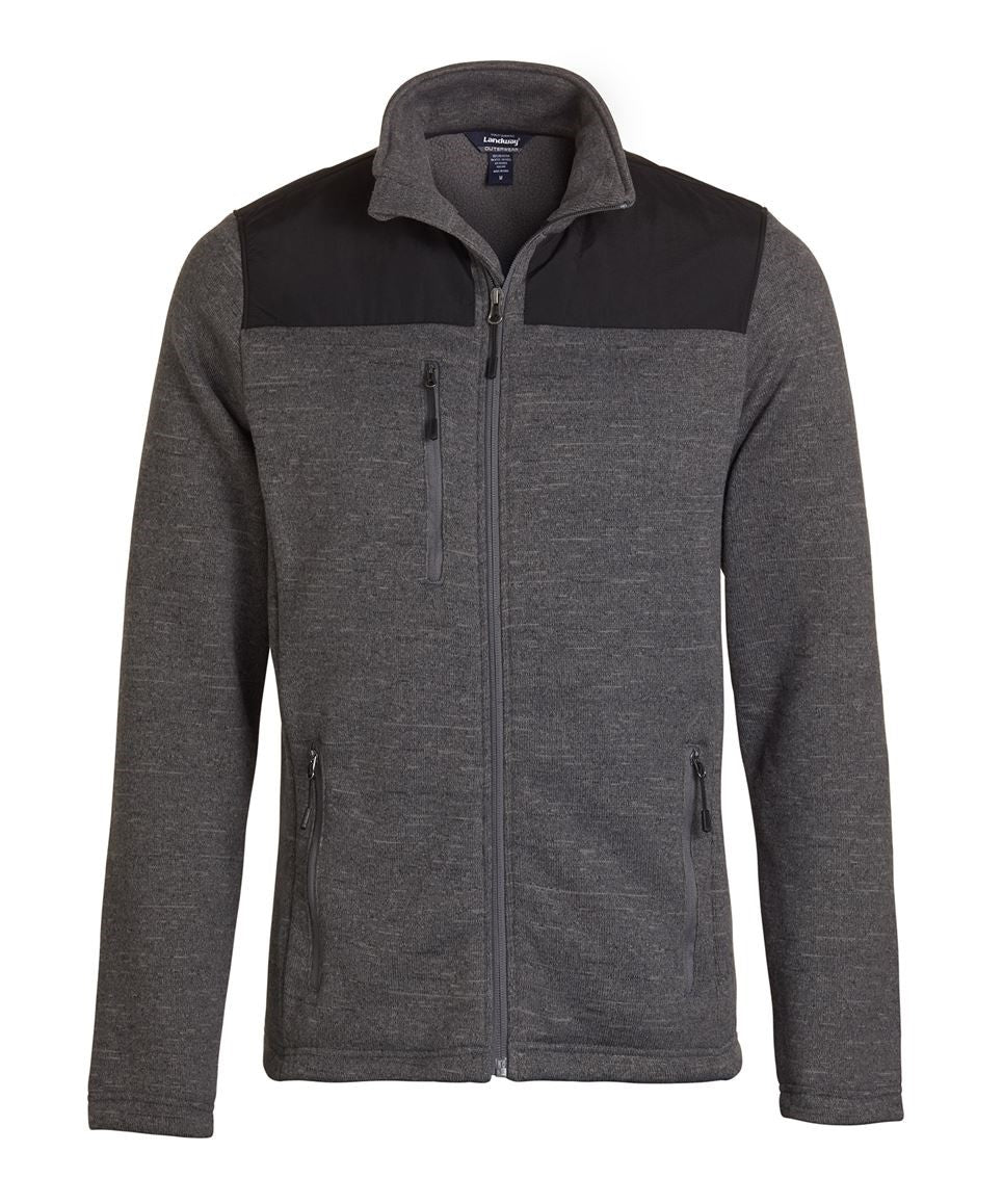 Landway Men's Sweater-Knit Fleece Jacket With Nylon Trim