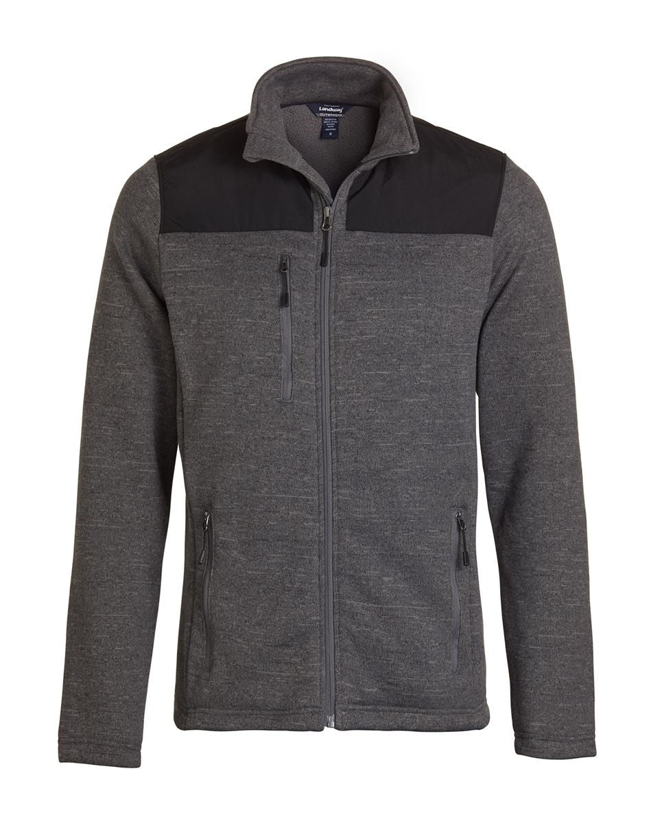 Landway Men's Sweater-Knit Fleece Jacket With Nylon Trim