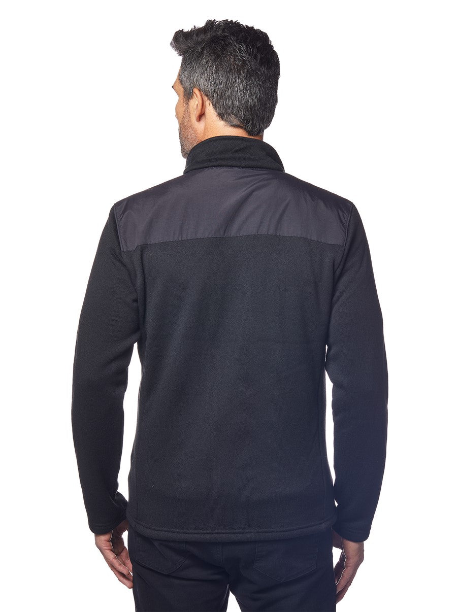 Landway Men's Sweater-Knit Fleece Jacket With Nylon Trim