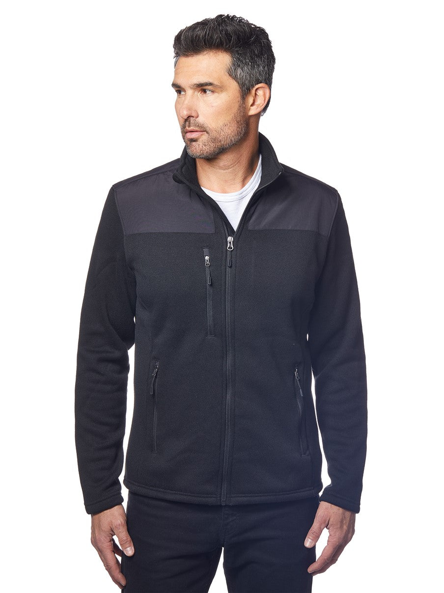 Landway Men's Sweater-Knit Fleece Jacket With Nylon Trim