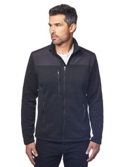 Landway Men's Sweater-Knit Fleece Jacket With Nylon Trim