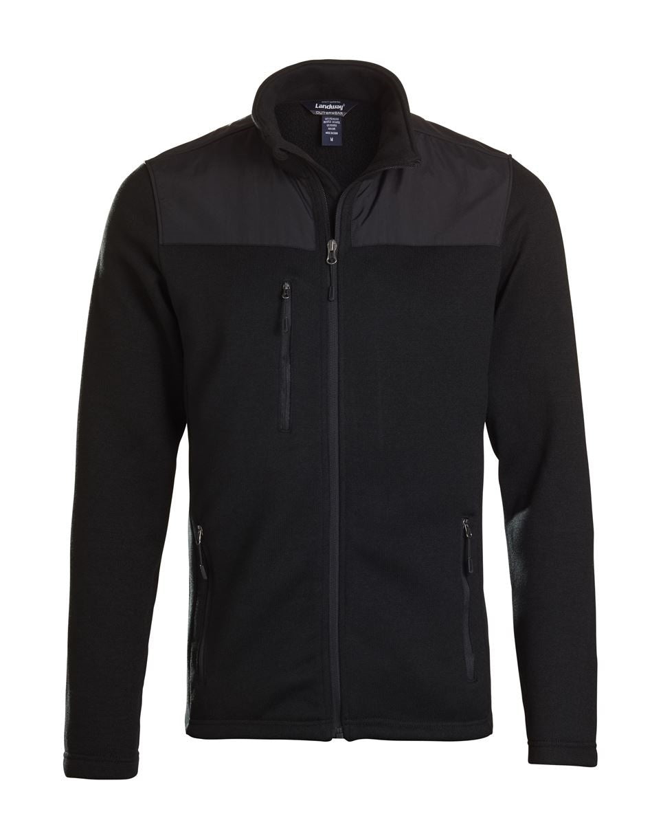 Landway Men's Sweater-Knit Fleece Jacket With Nylon Trim