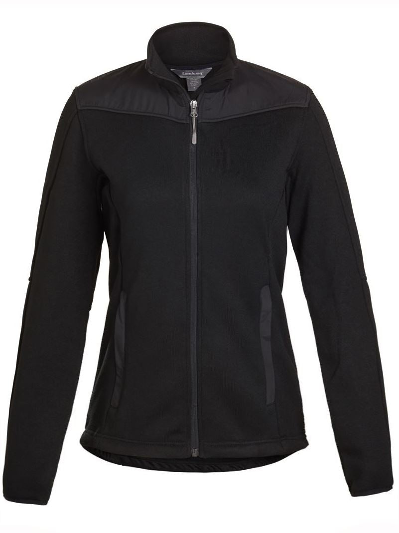 Landway Women's Sweater-Knit Fleece Jacket With Nylon Trim